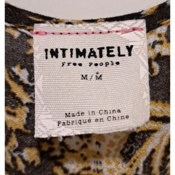 Intimately Free People Yellow & Black Paisley Tiered Ruffle Tank Top Tunic M - Picture 13 of 15